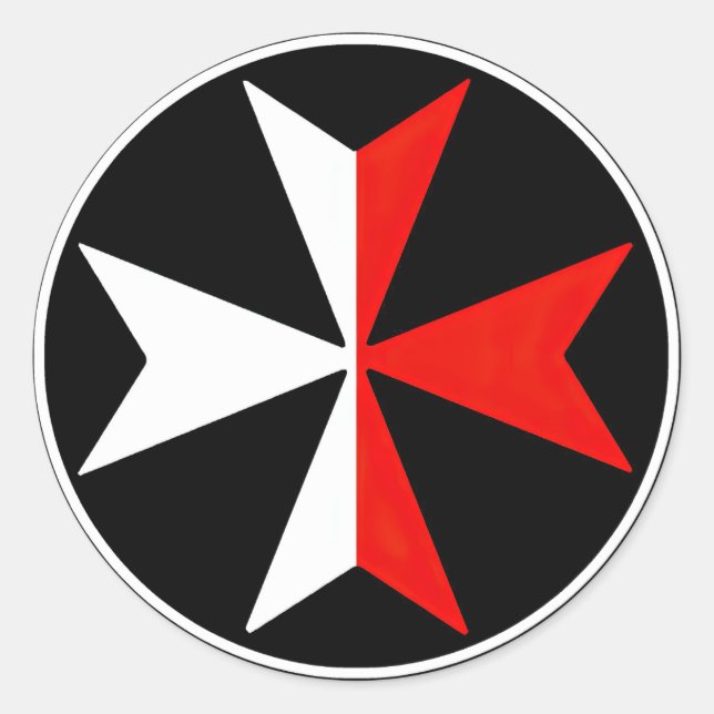 Sticker de Malte Knights Cross Blanc et Rouge Malt (Devant)