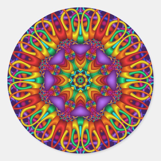 sticker de mandala décoratif aux couleurs vives (Devant)