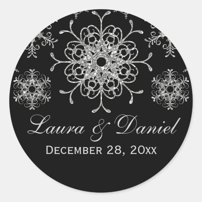Sticker de Mariage de flocon de neige noir, Partie (Devant)