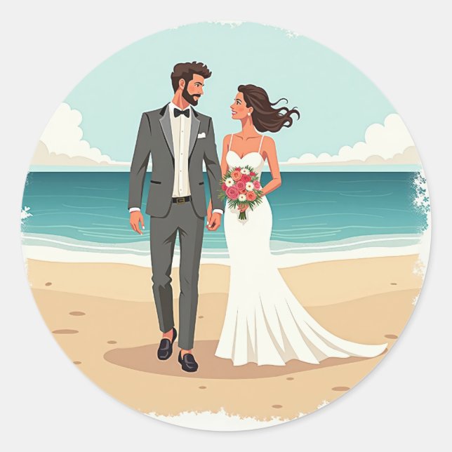Sticker de mariage de plage (Devant)