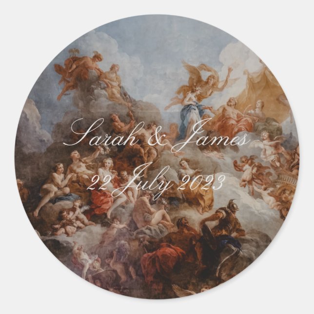 Sticker de mariage élégant Art Vintage (Devant)