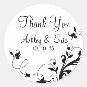 Sticker de mariage Fleur Blanc Noir Fleur Noir