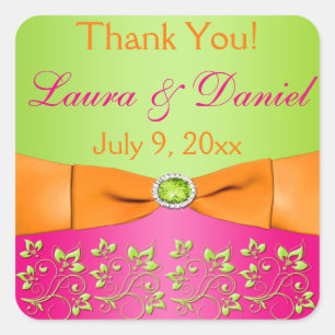 Sticker de mariage floral orange rose 2