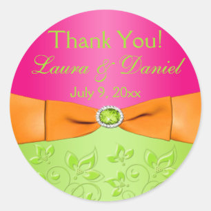 Sticker de mariage floral rose Orange Lime Faveur