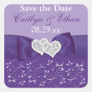 Sticker de mariage floral violet blanc Favor