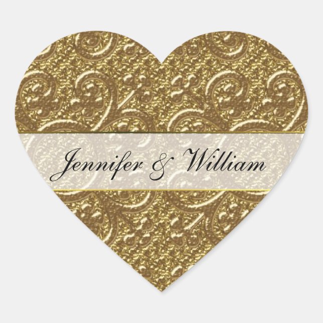 Sticker de mariage personnalisé simple Gold Elegan (Devant)