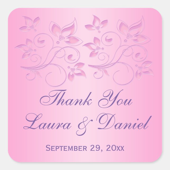 Sticker de mariage préféré rose et violet 1,5" (Devant)