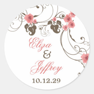 Sticker de mariage rose Roses Fleur Floral Élégant