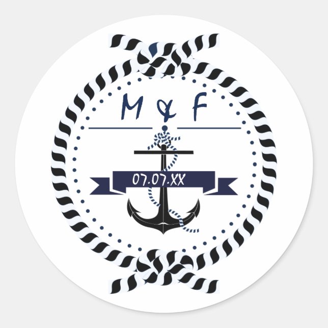 Sticker de mariage simple Ancre nautique (Devant)