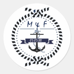Sticker de mariage simple Ancre nautique