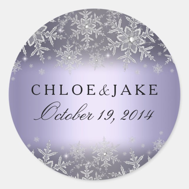 Sticker de mariage violet d'hiver Crystal Snowflak (Devant)
