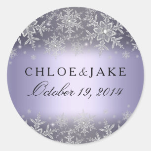 Sticker de mariage violet d'hiver Crystal Snowflak
