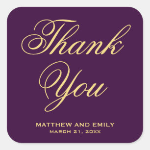 Sticker de mariage violet et or Favor