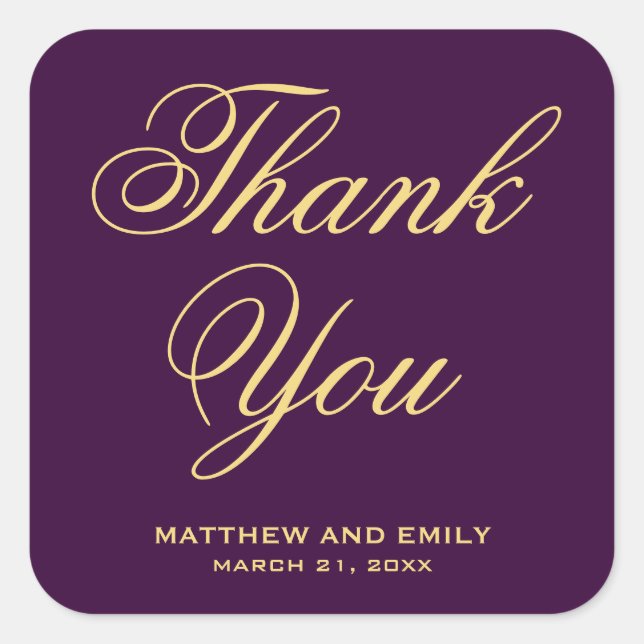 Sticker de mariage violet et or Favor (Devant)