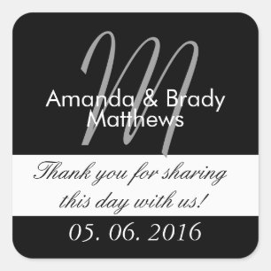 Sticker de mariée mariage Monogramme M Favoriser