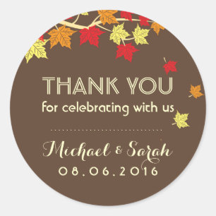 Sticker de Merci d'automne Brown d'automne Feuille