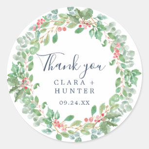 Sticker de Merci de couronne de Noël vert Favor