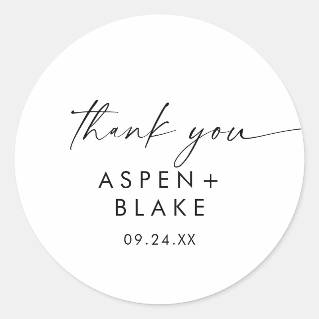 Sticker de Merci de mariage moderne Script Favoris (Devant)