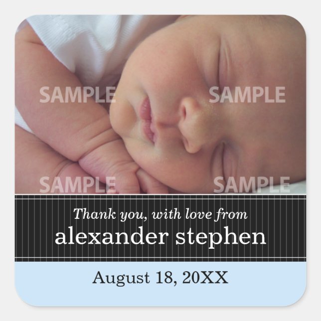 Sticker de message pour bébé Pinstripe Ribbon (Devant)