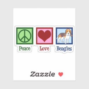 Sticker De mignons Beagles d'amour pour la paix