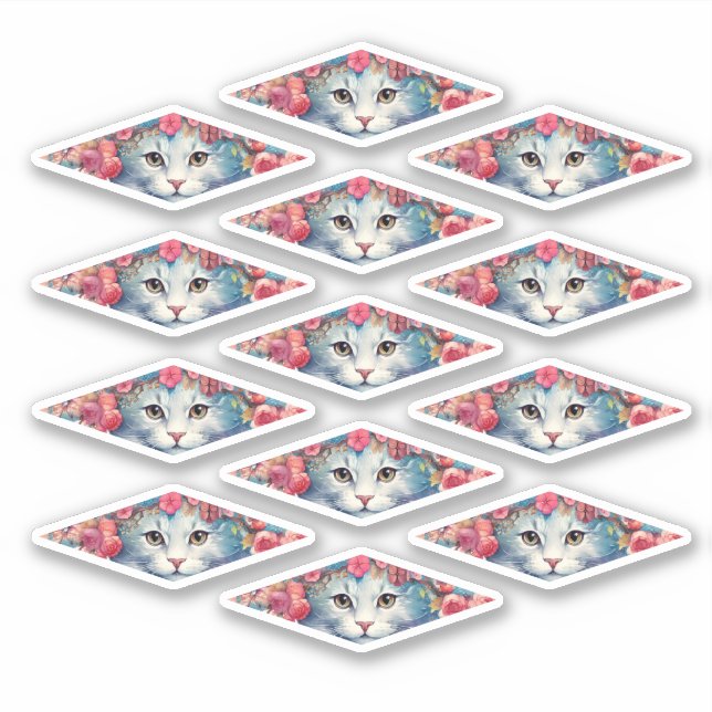 Sticker De mignons chatons avec des fleurs (Devant)