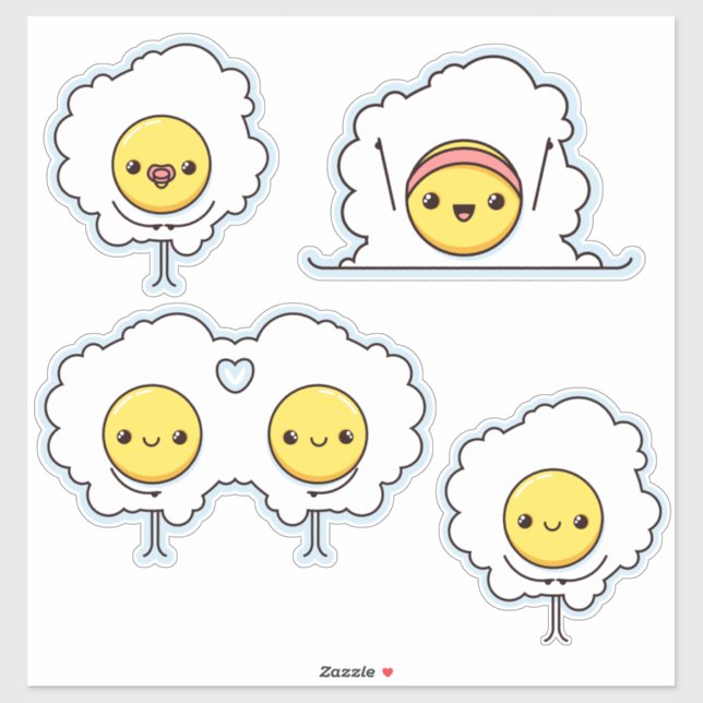 Sticker De mignons oeufs au plat (Feuille)