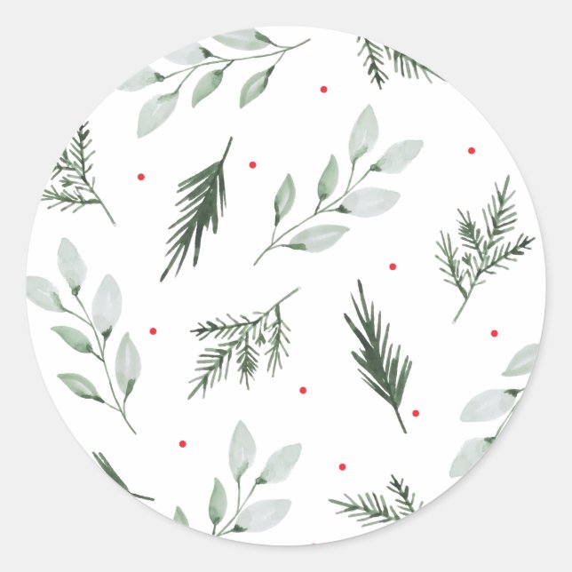 Sticker de Noël à l'aquarelle de la menthe (Devant)