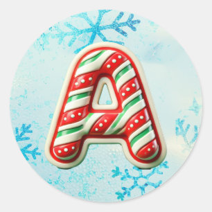 Sticker de Noël "A" sucre de canne, Stripes Festiv