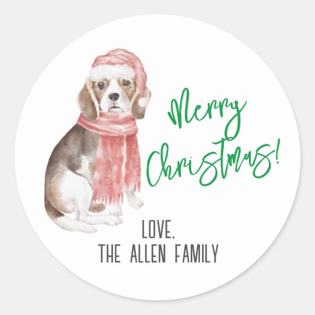 Sticker de Noël beagle (Devant)