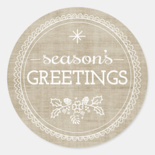 Sticker de Noël Burlap Bonnes Fêtes modernes