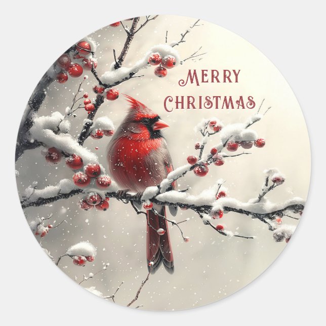 Sticker de Noël Cardinal Rouge (Devant)