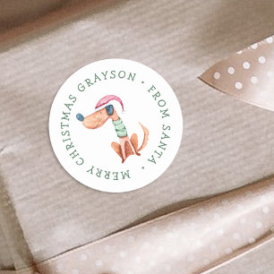 Sticker de Noël de chien festif personnalisé