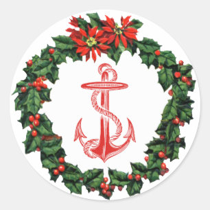 Sticker de Noël de la couronne rouge Ancre