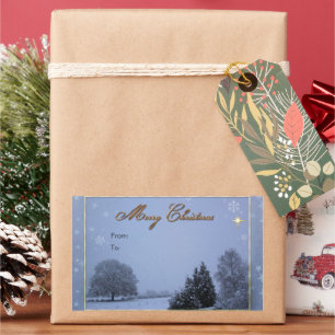 Sticker de Noël de la scène d'hiver