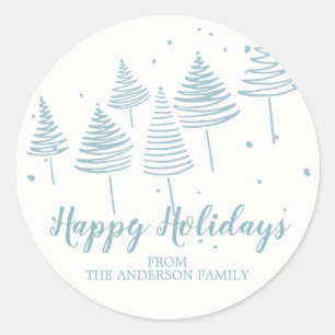Sticker de Noël des Arbres Bleues
