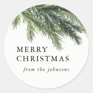 Sticker de Noël des pins neigeux
