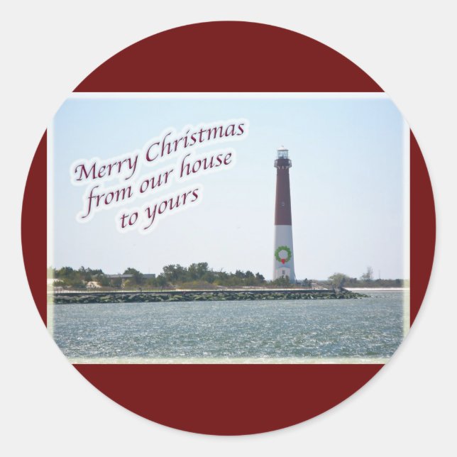 Sticker de Noël du phare Barnegat (Devant)