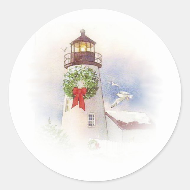 Sticker de Noël du phare rond (Devant)
