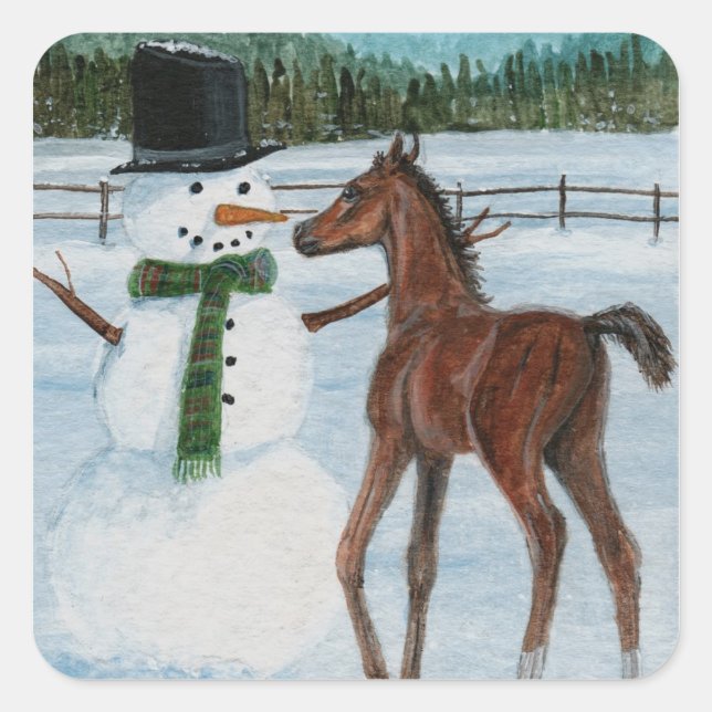 Sticker de Noël du poulain Yummy Snowman (Devant)