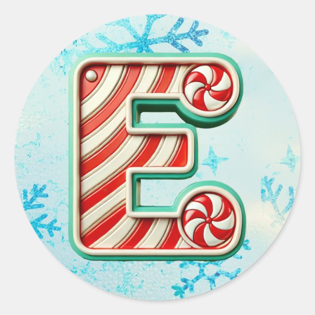 Sticker de Noël "E" sucre de canne, Stripes Festiv (Devant)