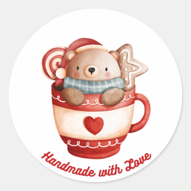 Sticker de Noël fait main avec amour (Devant)