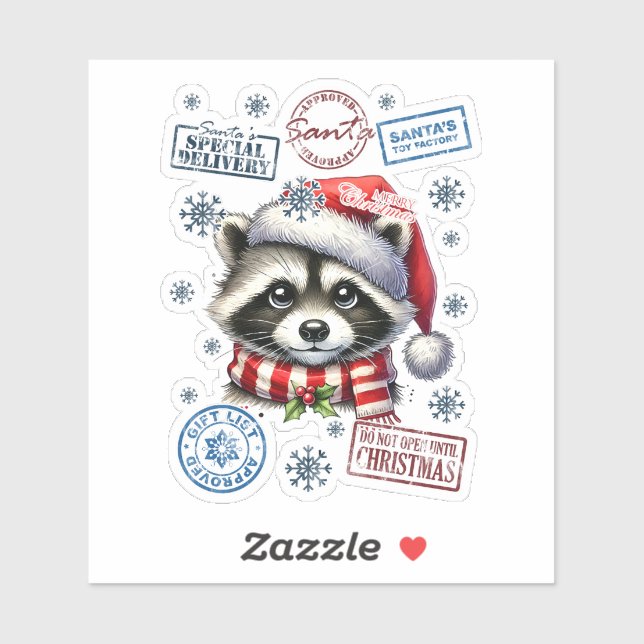 Sticker de Noël Festive Raccoon (Feuille)