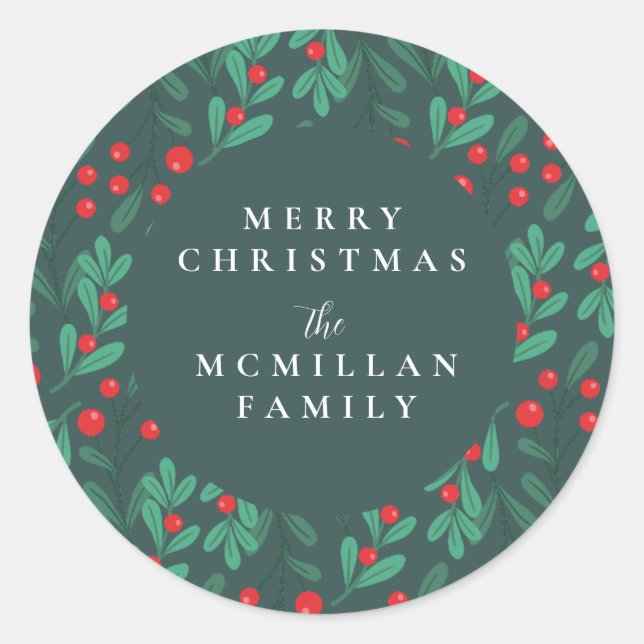 Sticker de Noël floral classique (Devant)
