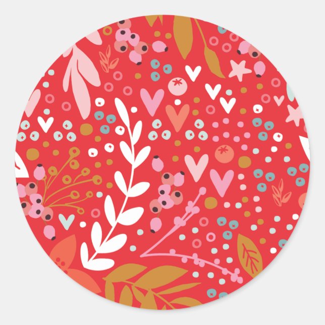 Sticker de Noël Floral Rouge (Devant)