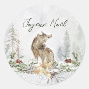 Sticker de Noël français pour loup de paysage de b