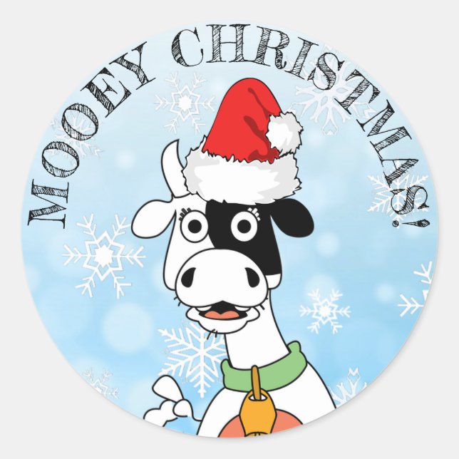 Sticker de Noël Funny Cow Moey (Devant)