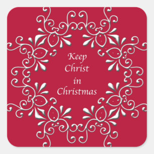 Sticker de Noël Garder le Christ en rouge