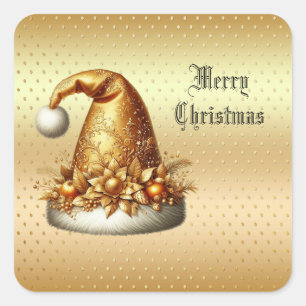 Sticker de Noël Gold Santa Hat