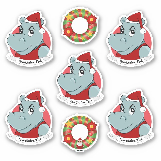 Sticker de Noël Hippo Santa Claus (Devant)