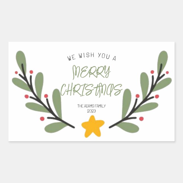 Sticker de Noël Joyeux Aquarelle (Devant)